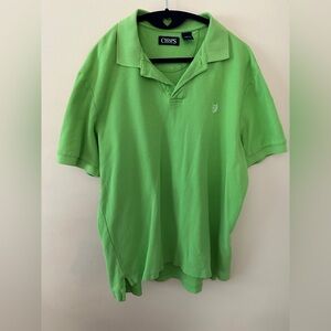 CHAPS Mens Light Neon Green Short Sleeve 100% Cotton Polo Shirt Size L VGUC
